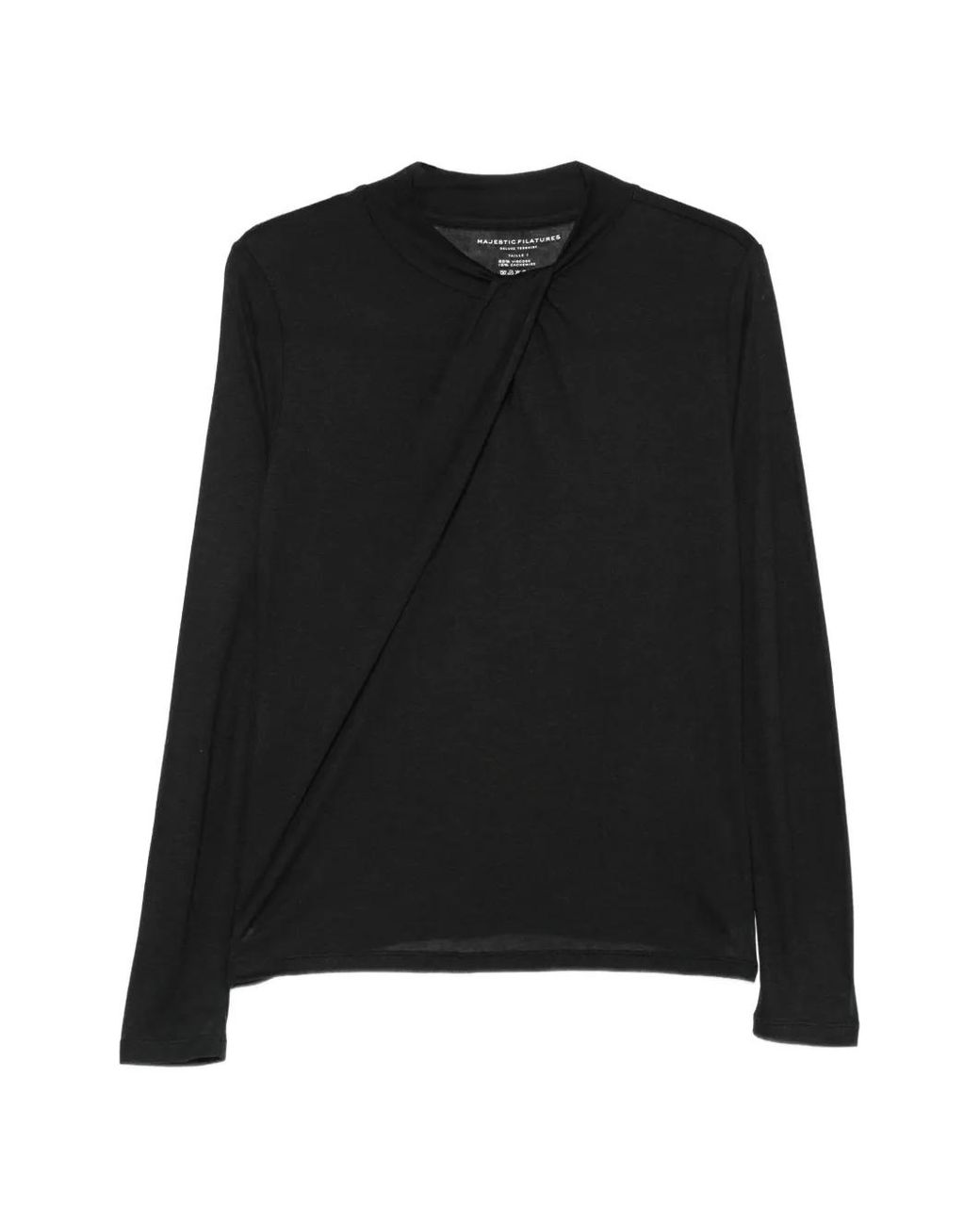 Majestic Filatures Black Twist-Detail Long-Sleeve Top