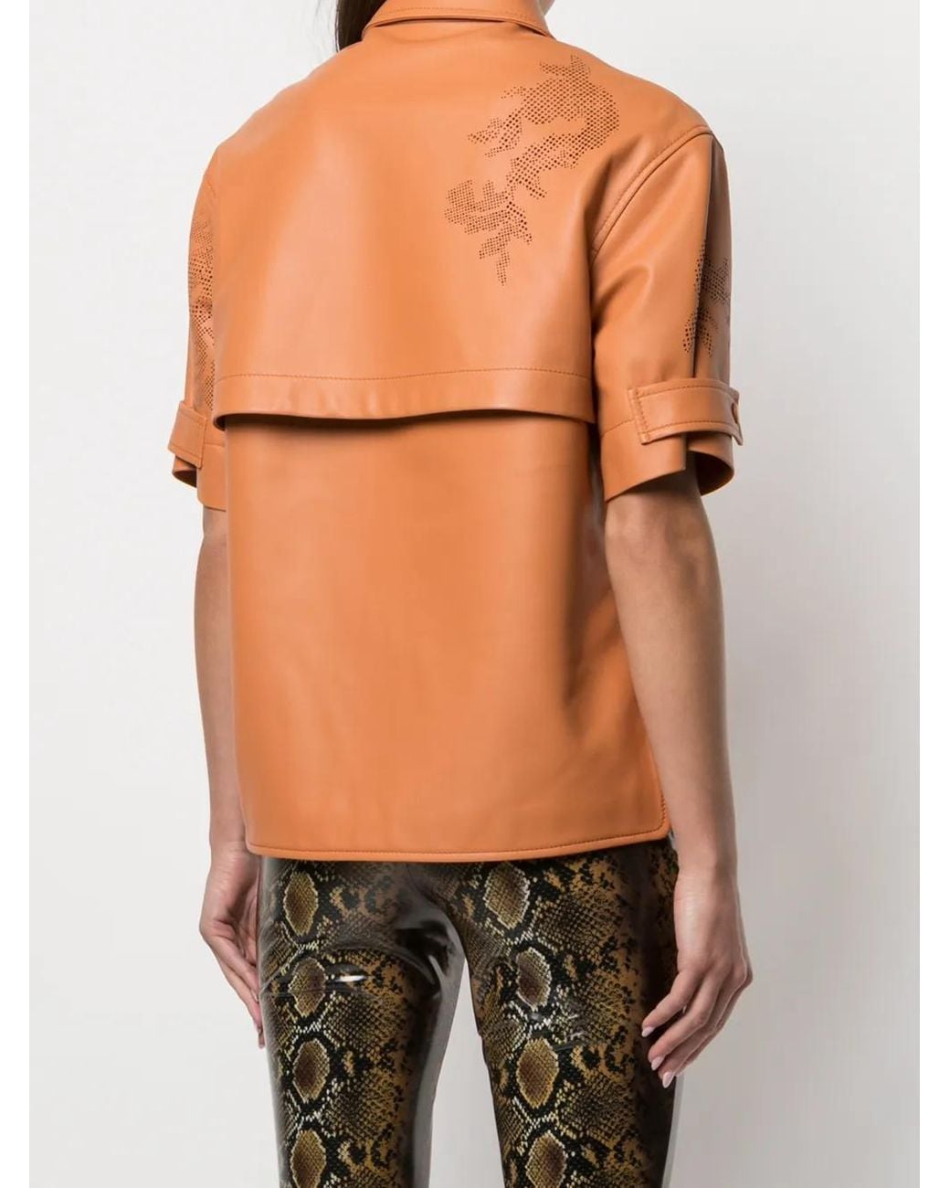 Rochas Orange Soriana Leather Shirt