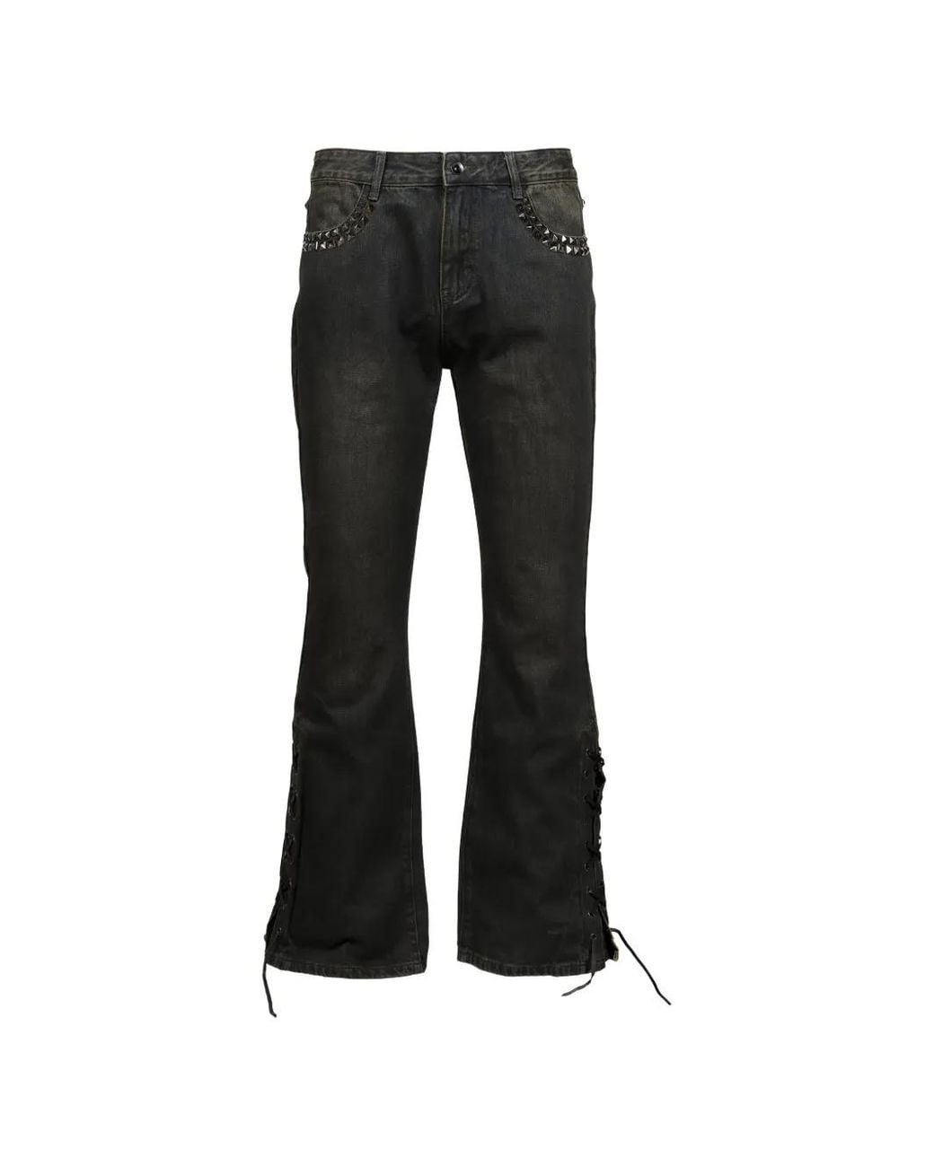 Troubled Waters Black Jean Lacé À Détails De Clous for men