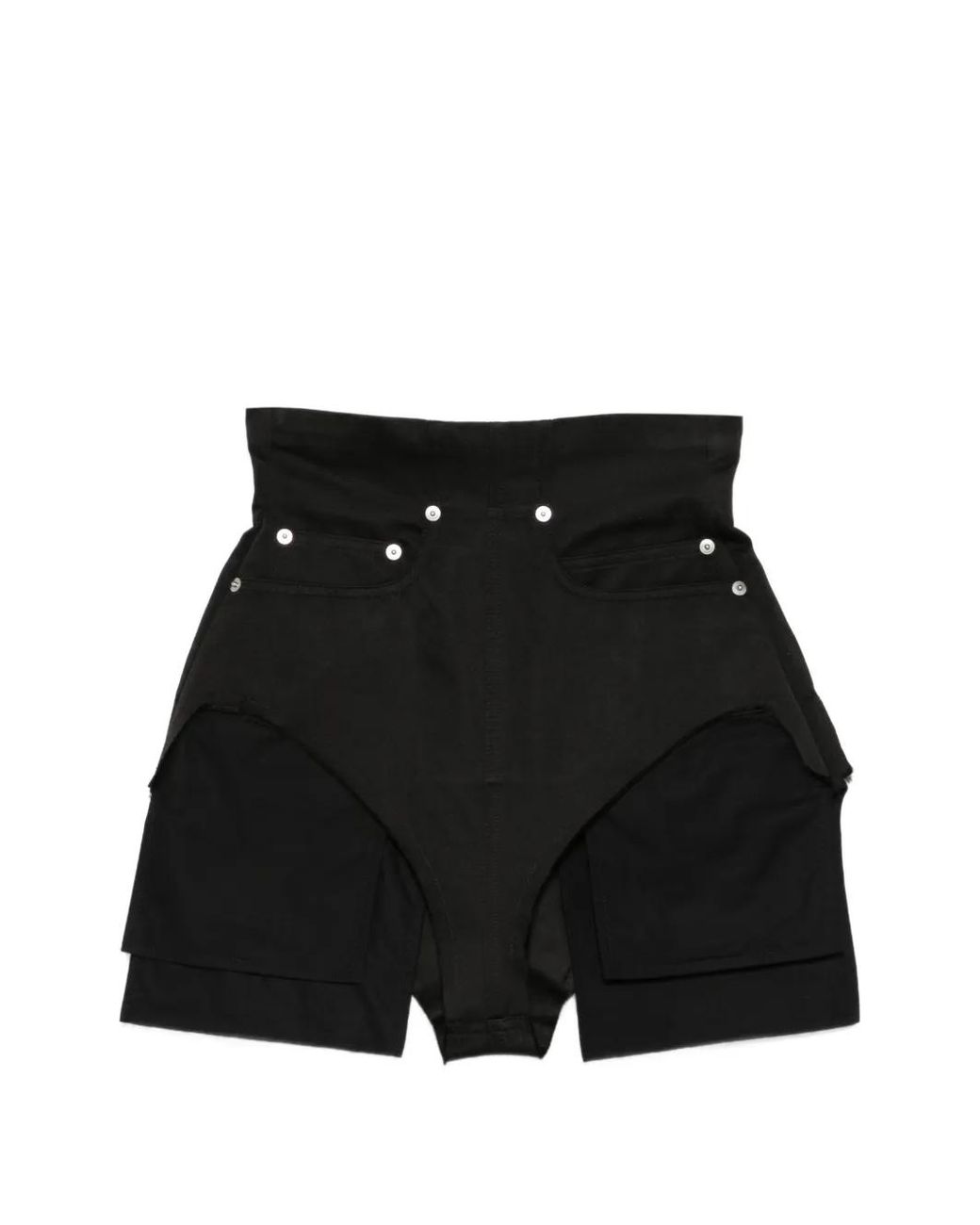 Rick Owens Black Dirt Cutoffs Buttoned-Pockets Shorts