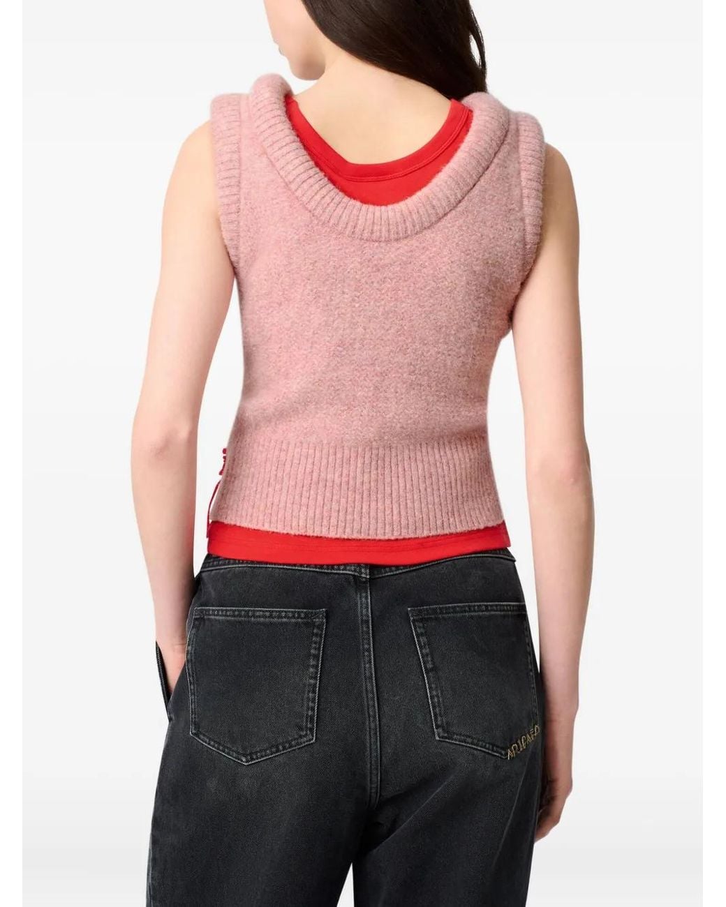 Axel Arigato Pink Anna Ribbed-Hem Cropped Sleeveless Vest