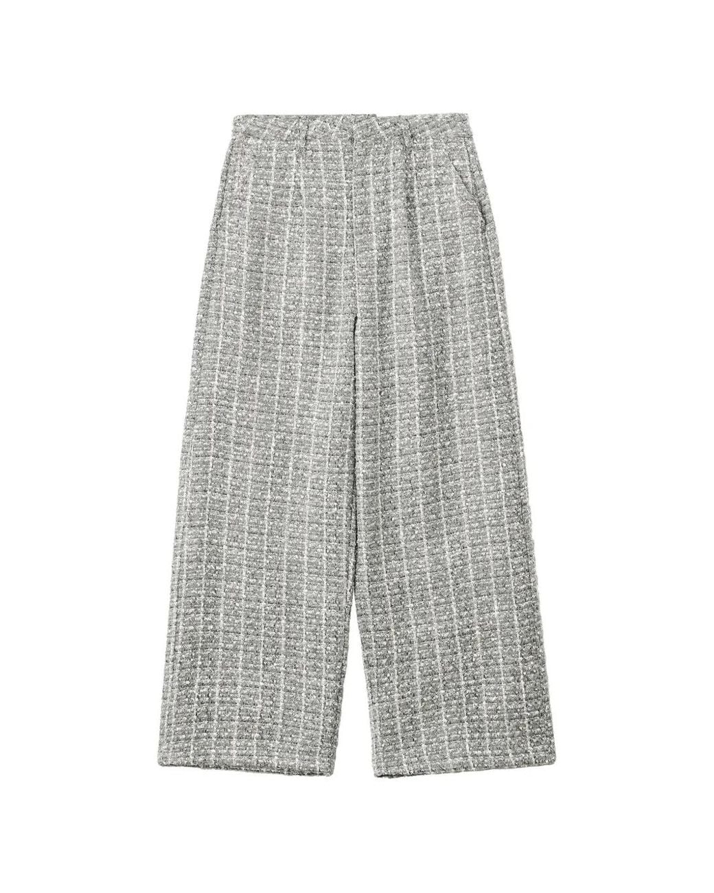 B+ AB Gray Tweed-Effect Wide-Leg Trousers