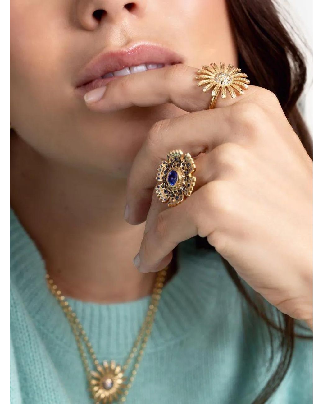 Harwell Godfrey White Petunia Tanzanite And Sapphire Ring