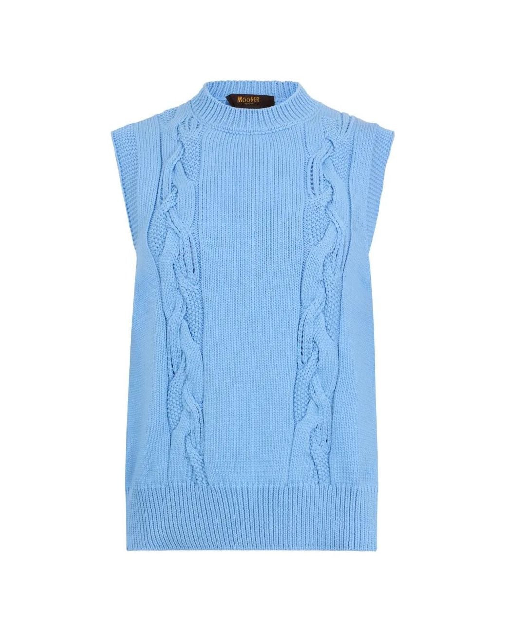 Moorer Blue Cable-Knit Vest