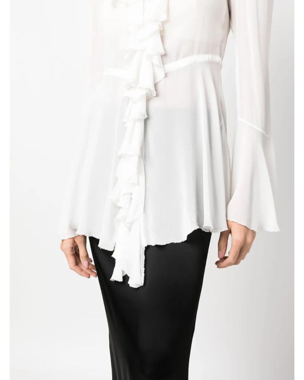 Philosophy Di Lorenzo Serafini White Ruched-Trim V-Neck Blouse