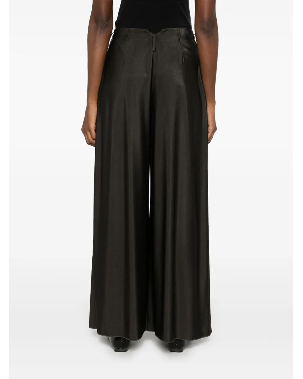 Giorgio Armani Black Pleated Wide Trousers