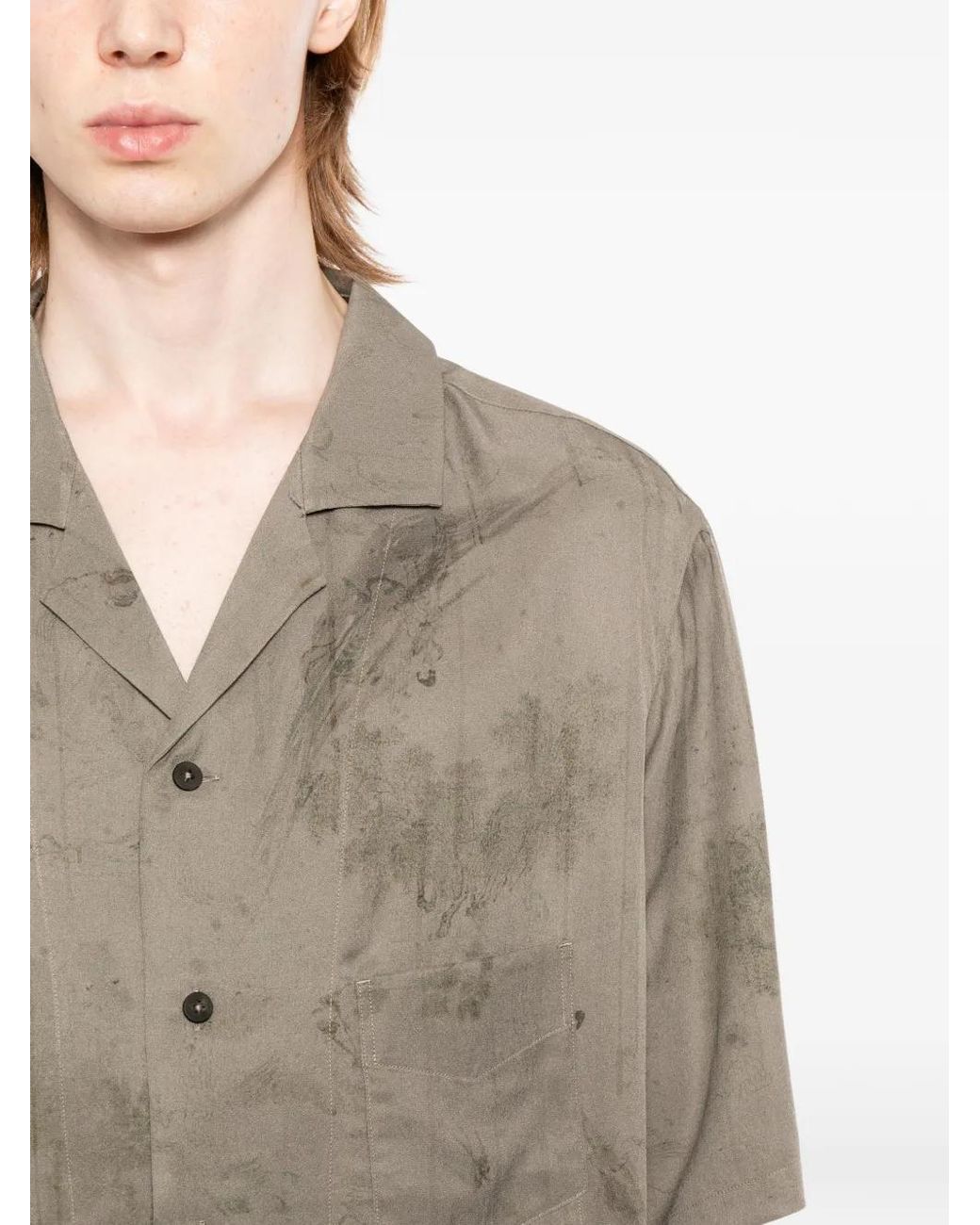 Ziggy Chen Gray Faded-Effect Short-Sleeve Shirt for men