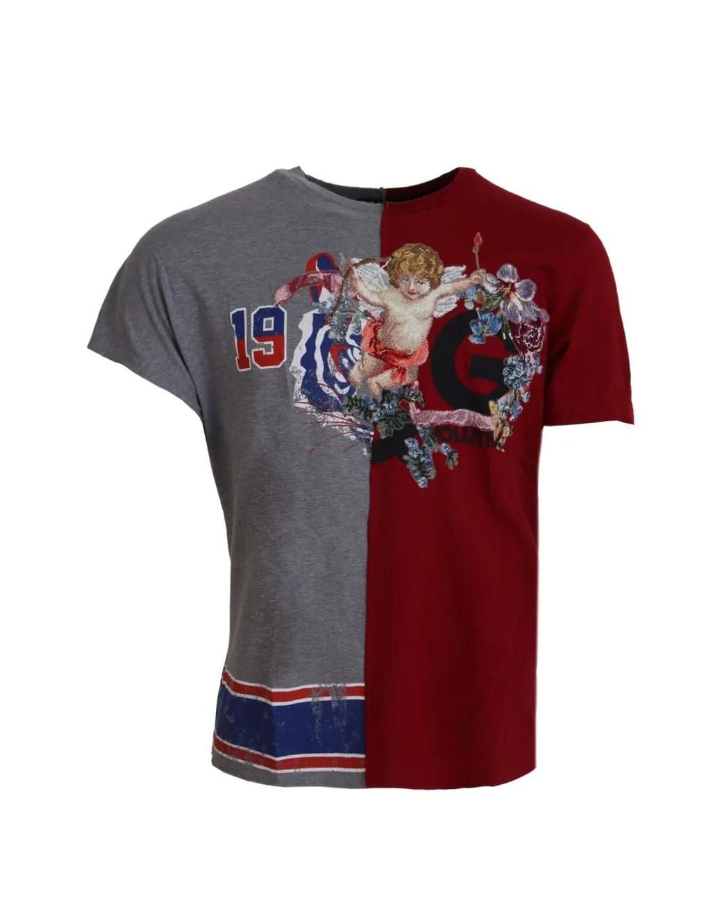 Dolce & Gabbana Red Panelled-Design T-Shirt for men
