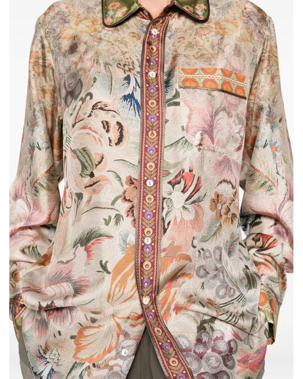 Pierre Louis Mascia Brown Floral-Print Shirt
