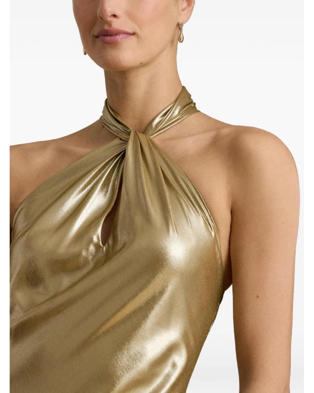 Ralph Lauren Metallic Robe Longue À Design Torsadé