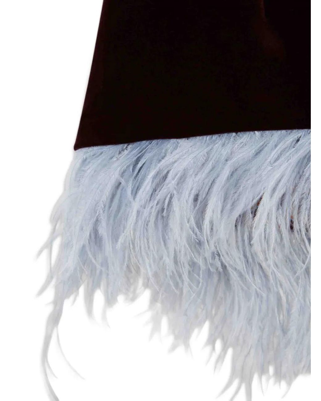 LaDoubleJ Red La Scala Feather-Trim Velvet Top