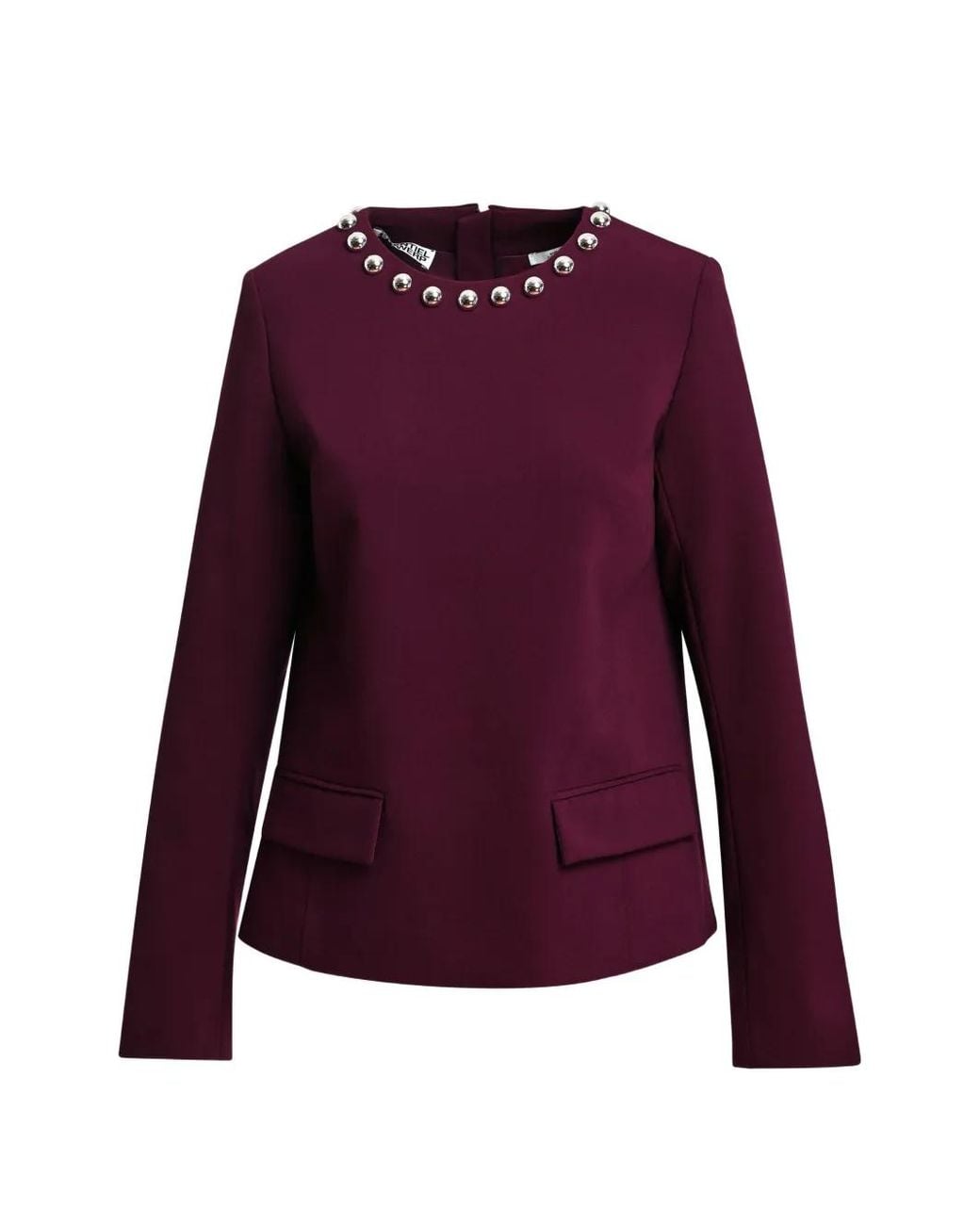 Essentiel Antwerp Purple Blouse Kost À Col Rond Et Clous Perlés
