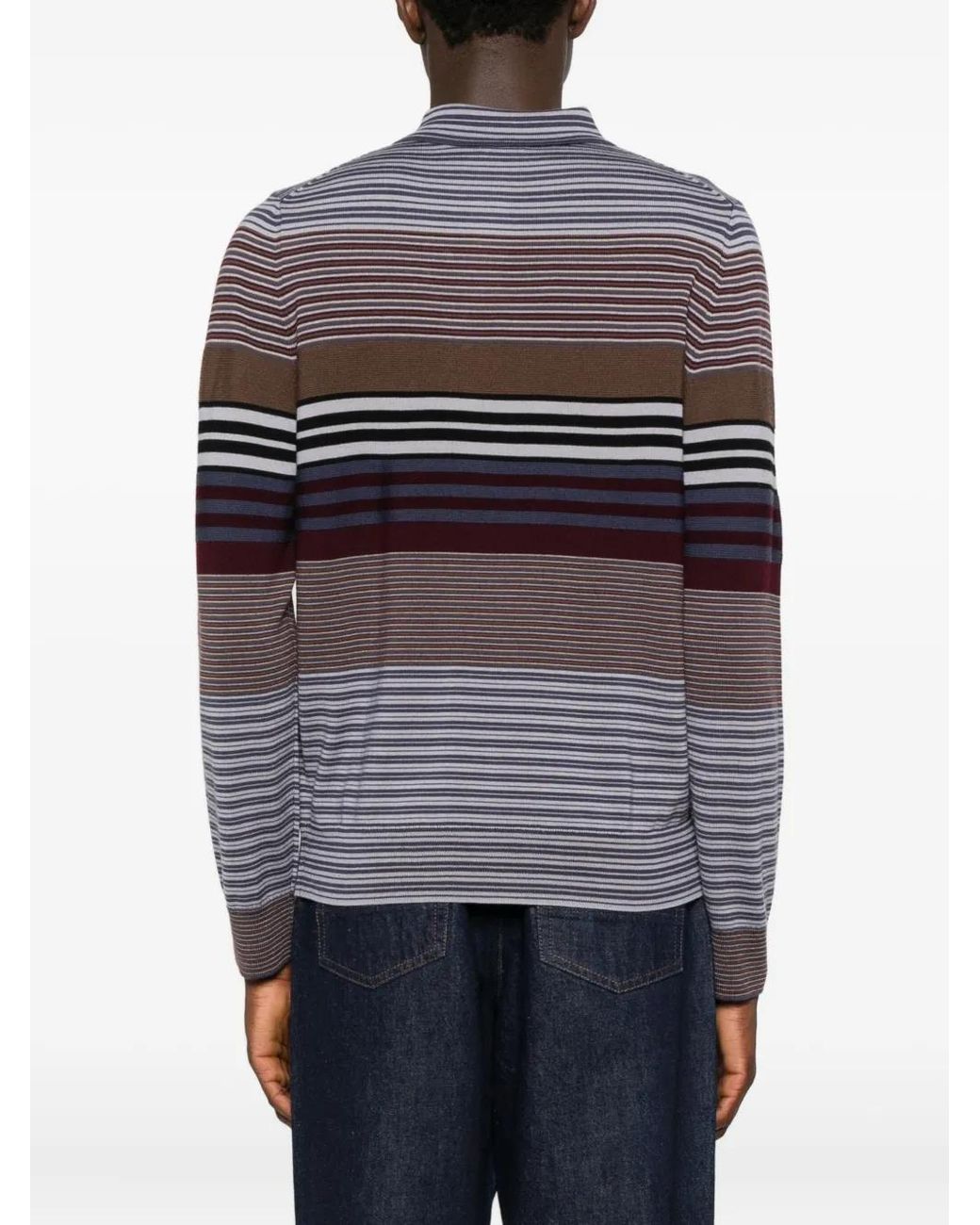 Paul Smith Gray Striped Polo Shirt for men