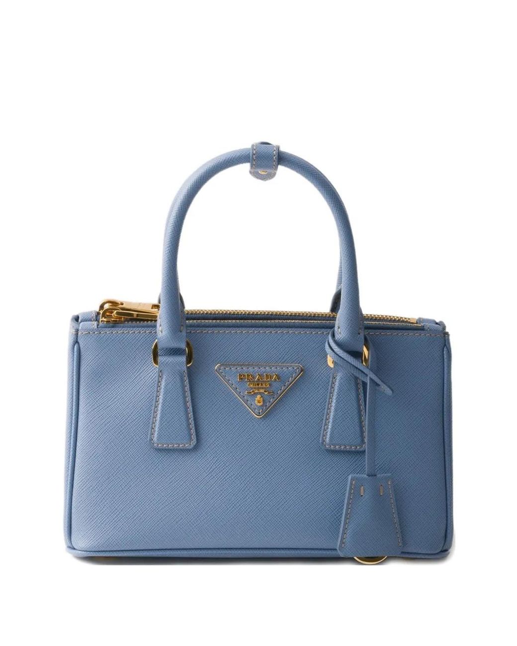 Prada Blue Mini Galleria Leather Tote Bag