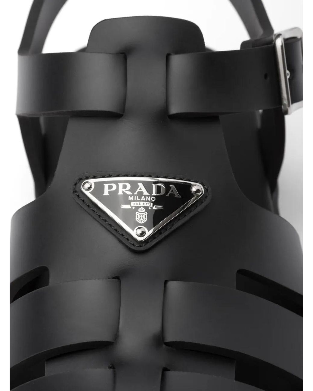 Prada Black Cage Fisherman Sandals for men