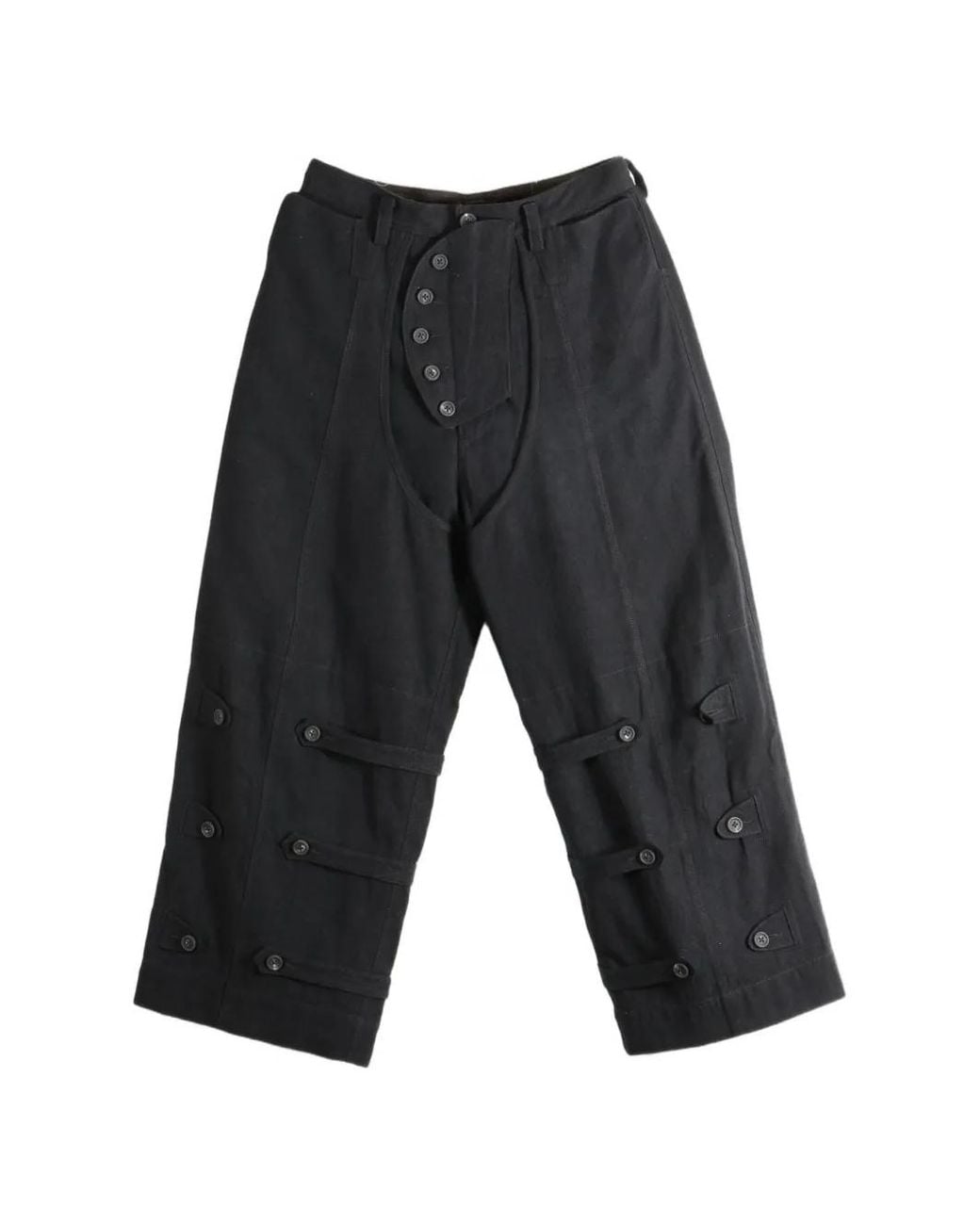 Ziggy Chen Gray Pilot Button-Detailed Wide-Leg Trousers for men