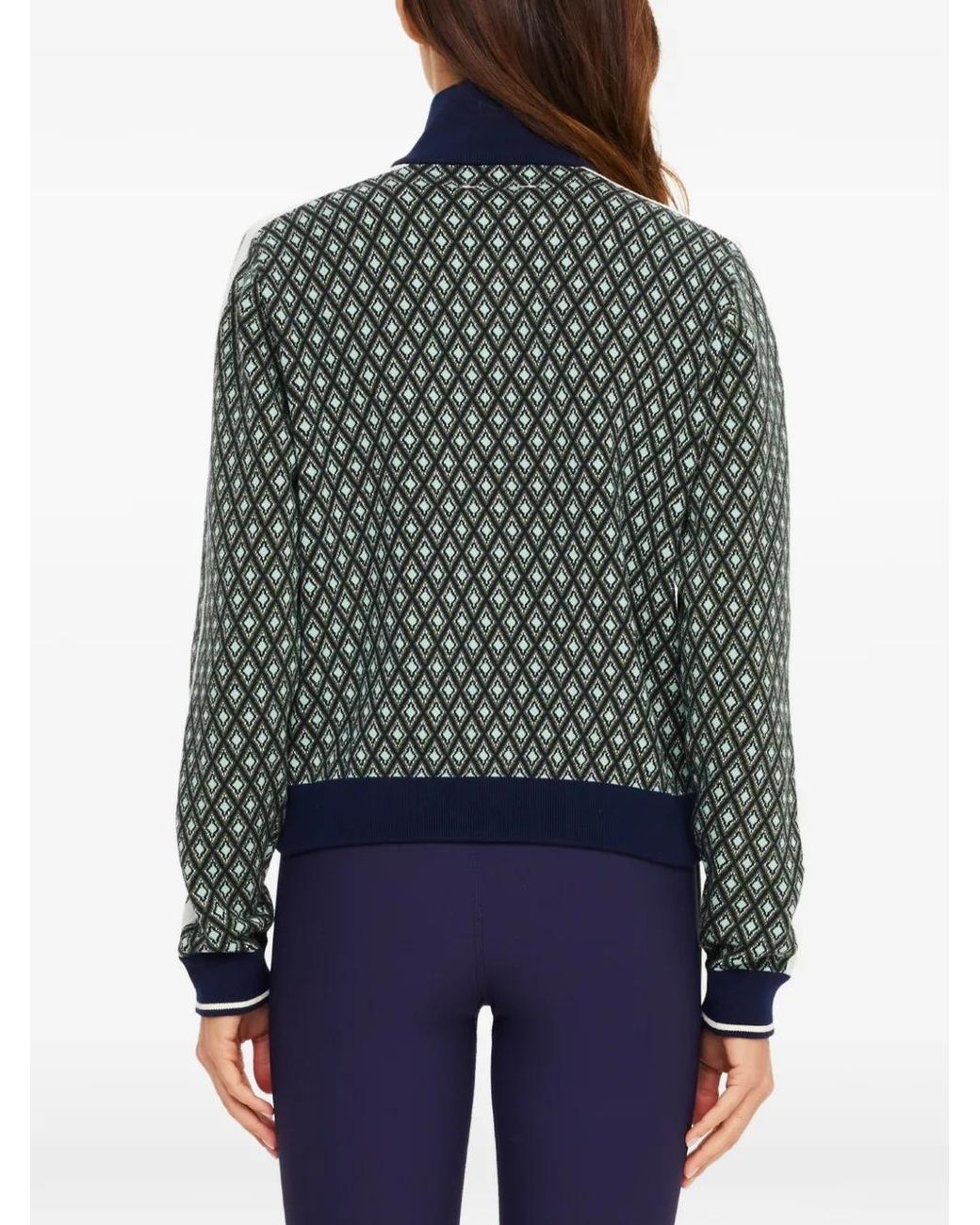 The Upside Green Viva Margot Geometric-Pattern Cardigan