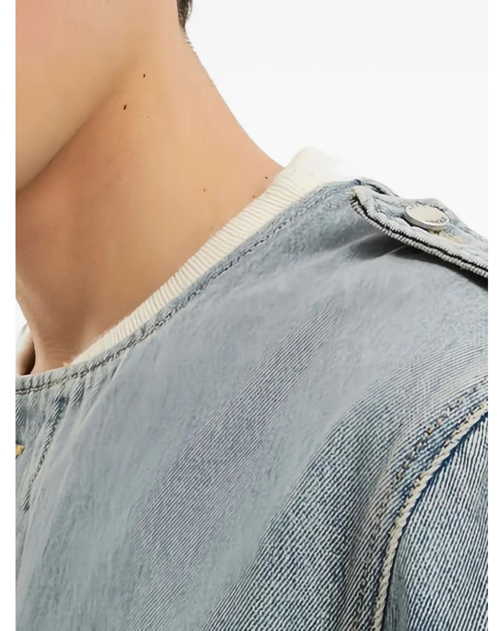 1989 STUDIO Blue Buttoned Patchwork Jacket for men