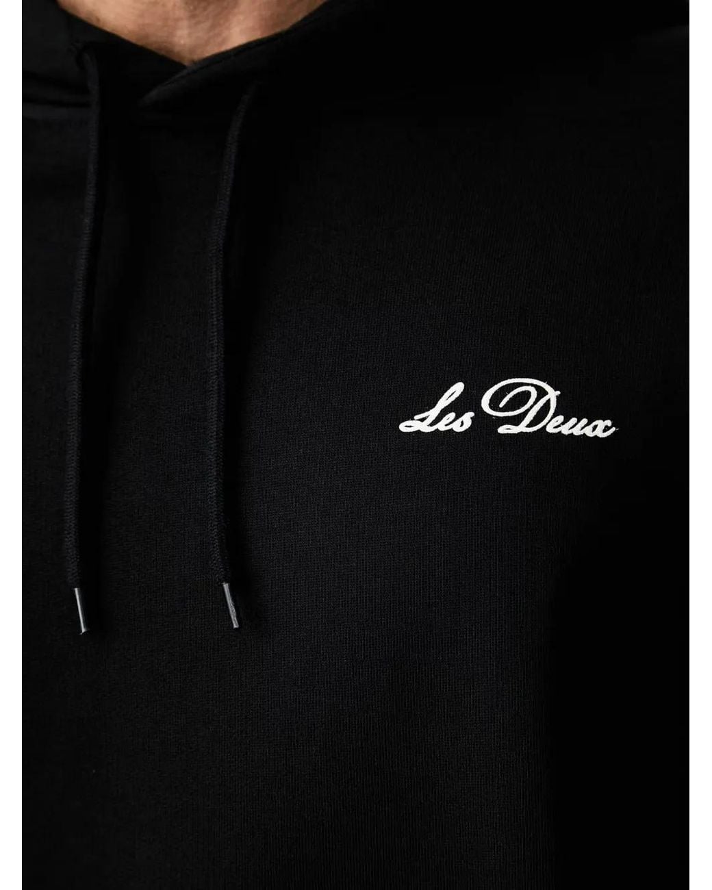 Les Deux Black Logo-Embroidered Drawstring Hoodie for men