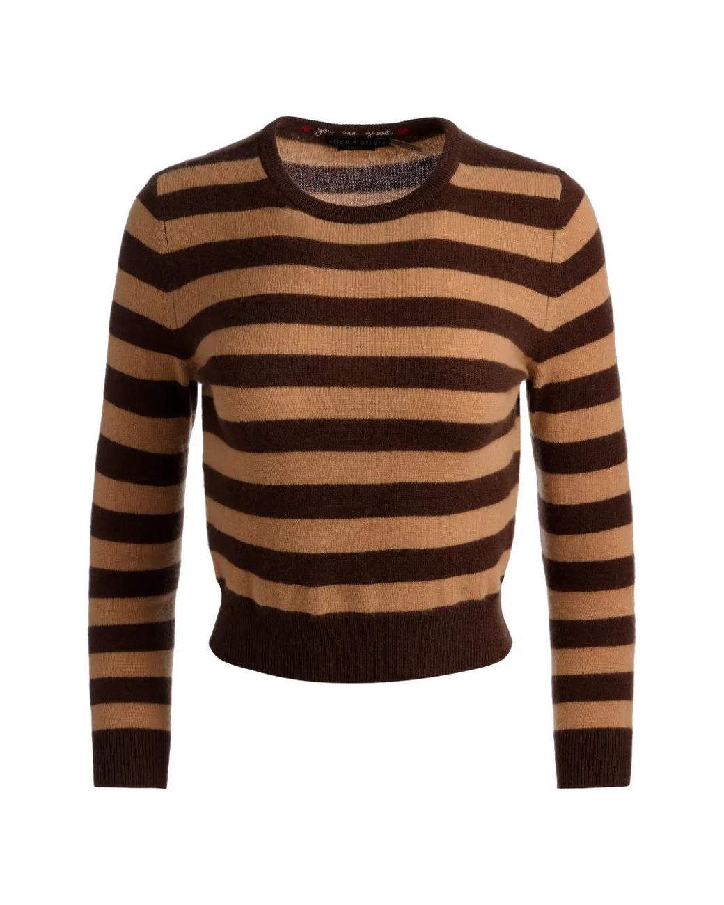 Alice + Olivia Brown Pull Rayé À Col Rond