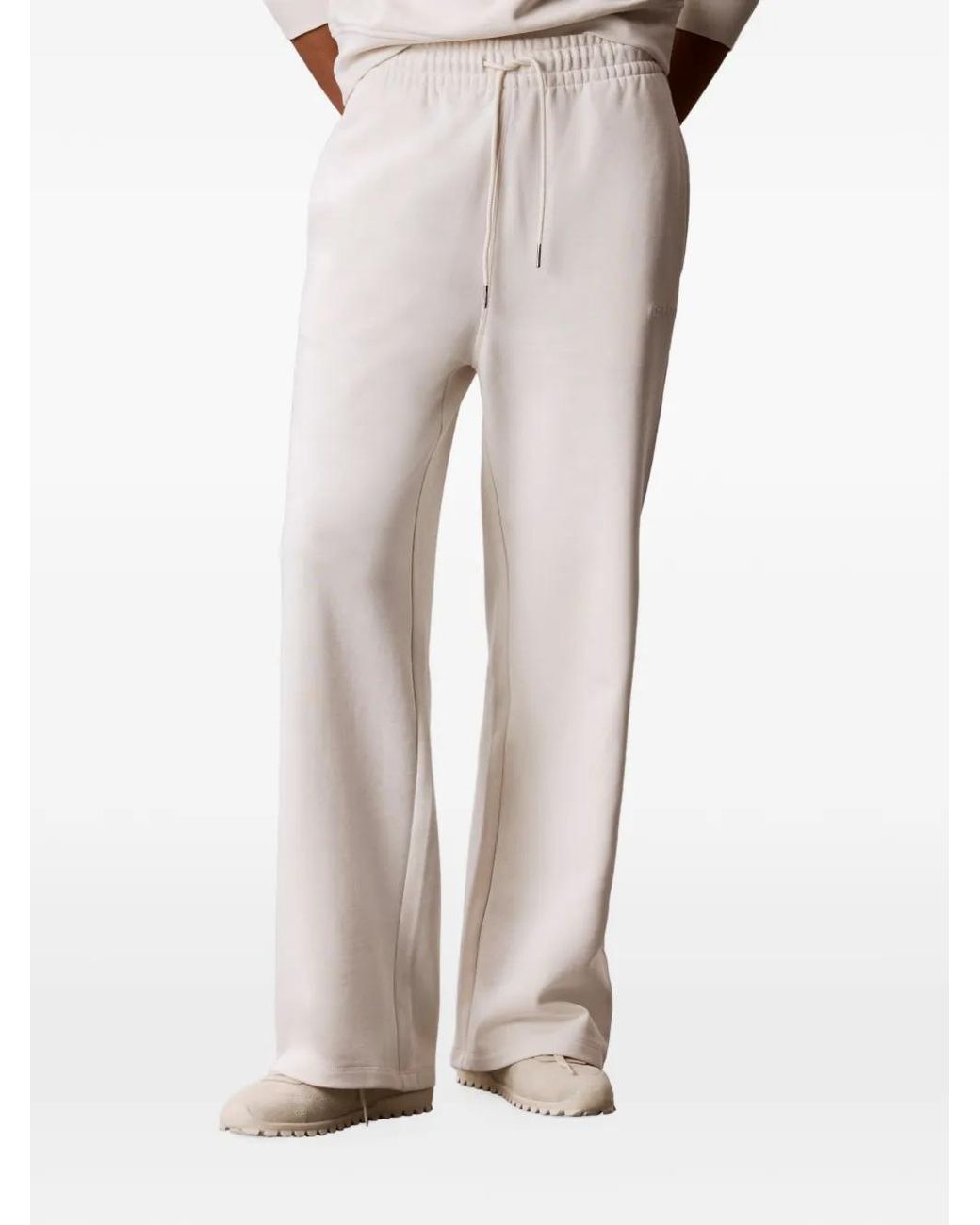 Calvin Klein White Drawstring-Waist Logo-Embroidered Track Pants