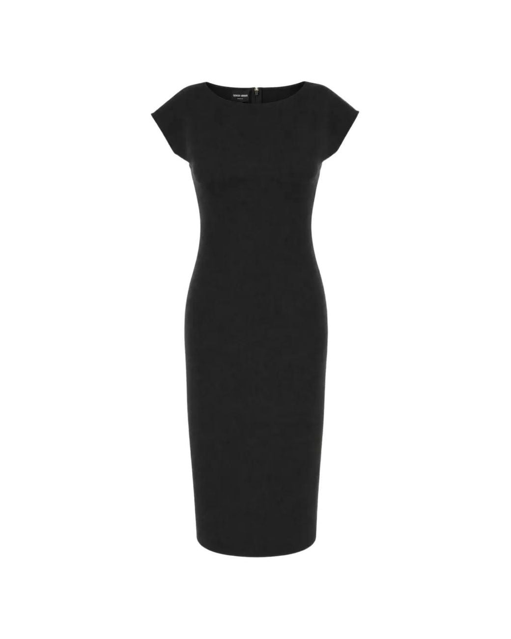 Giorgio Armani Black Cap-Sleeve Rear-Slit Misi Dress
