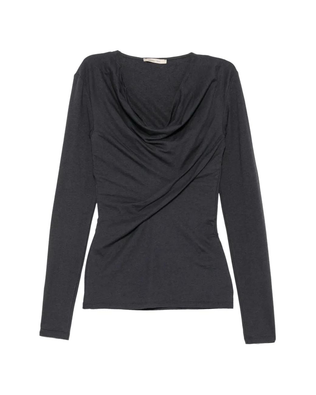 Paloma Wool Black Junco Ruched Cowl-Neck Top