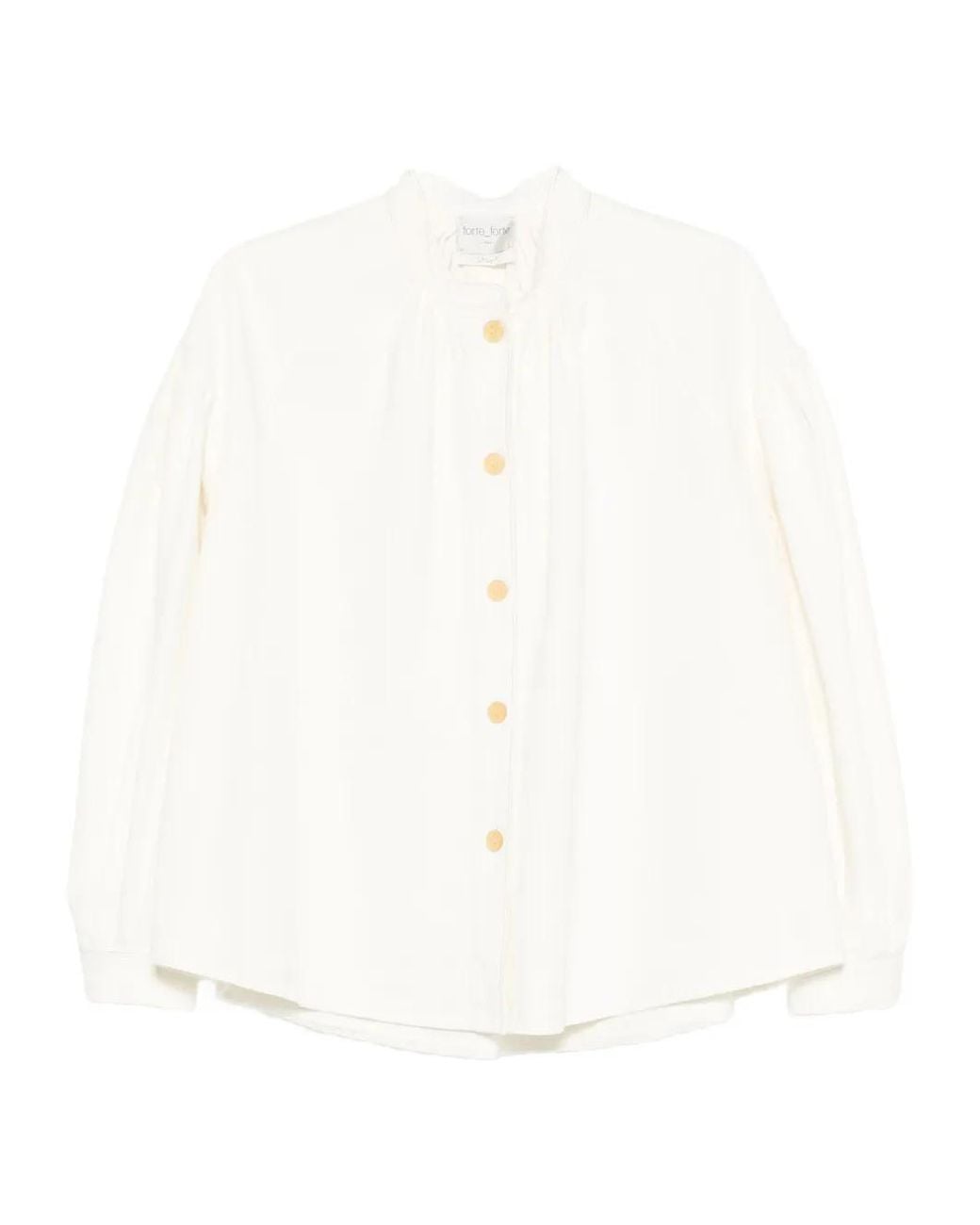 Forte_forte White High-Neck Button Top