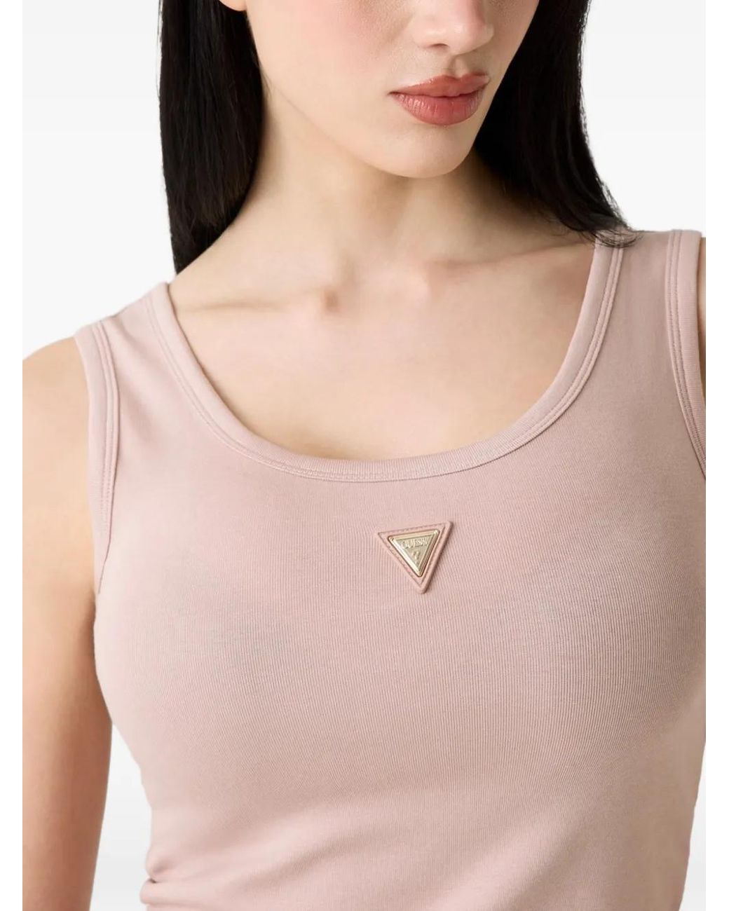 Guess Pink Triangle-Logo Tank Top
