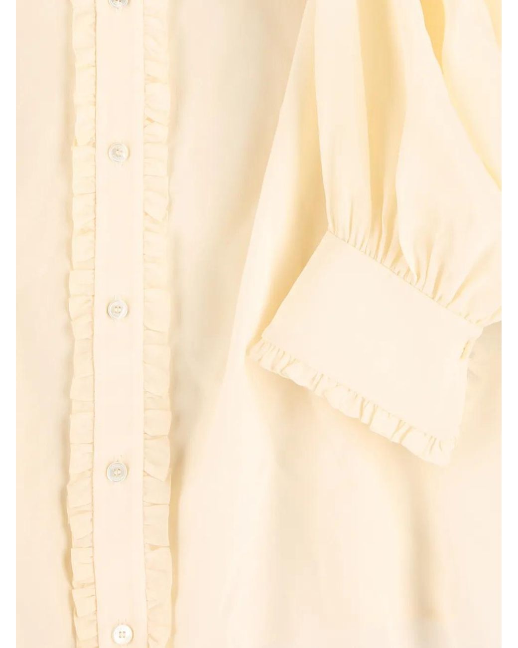 Chloé White Ruffled Lace-Panel Shirt
