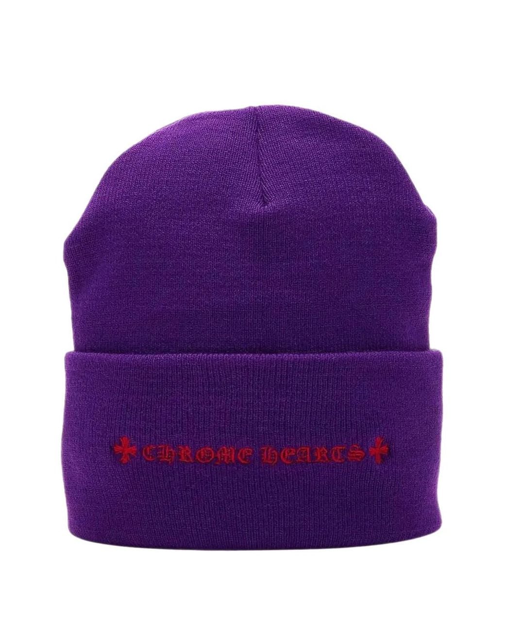 Chrome Hearts Purple Triple Cross Beanie Hat for men