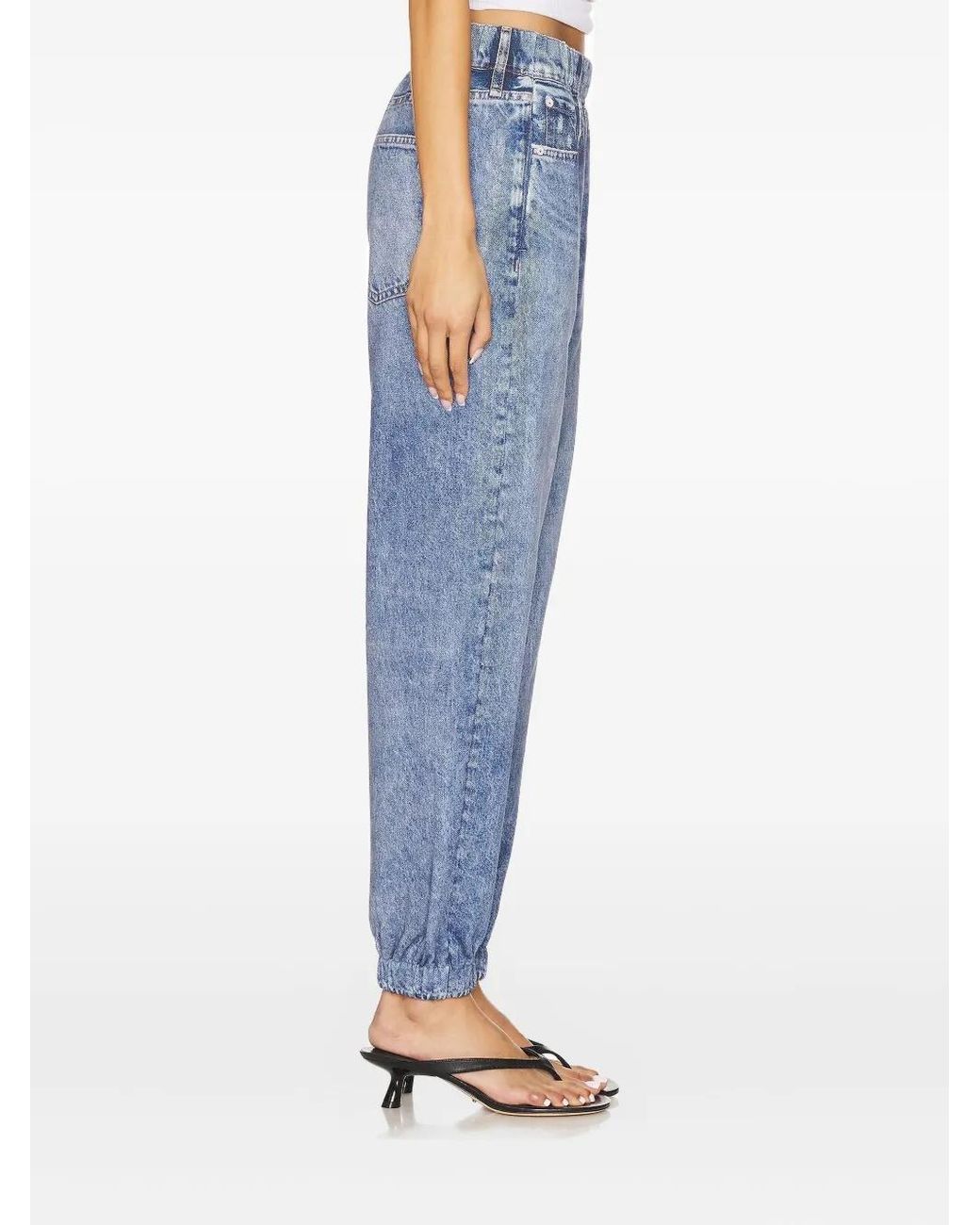 Rag & Bone Blue Elastic-Cuff Acid-Wash Jeans