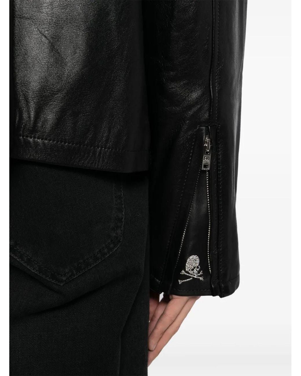 MASTERMIND WORLD Black Full-Zip Leather Jacket for men