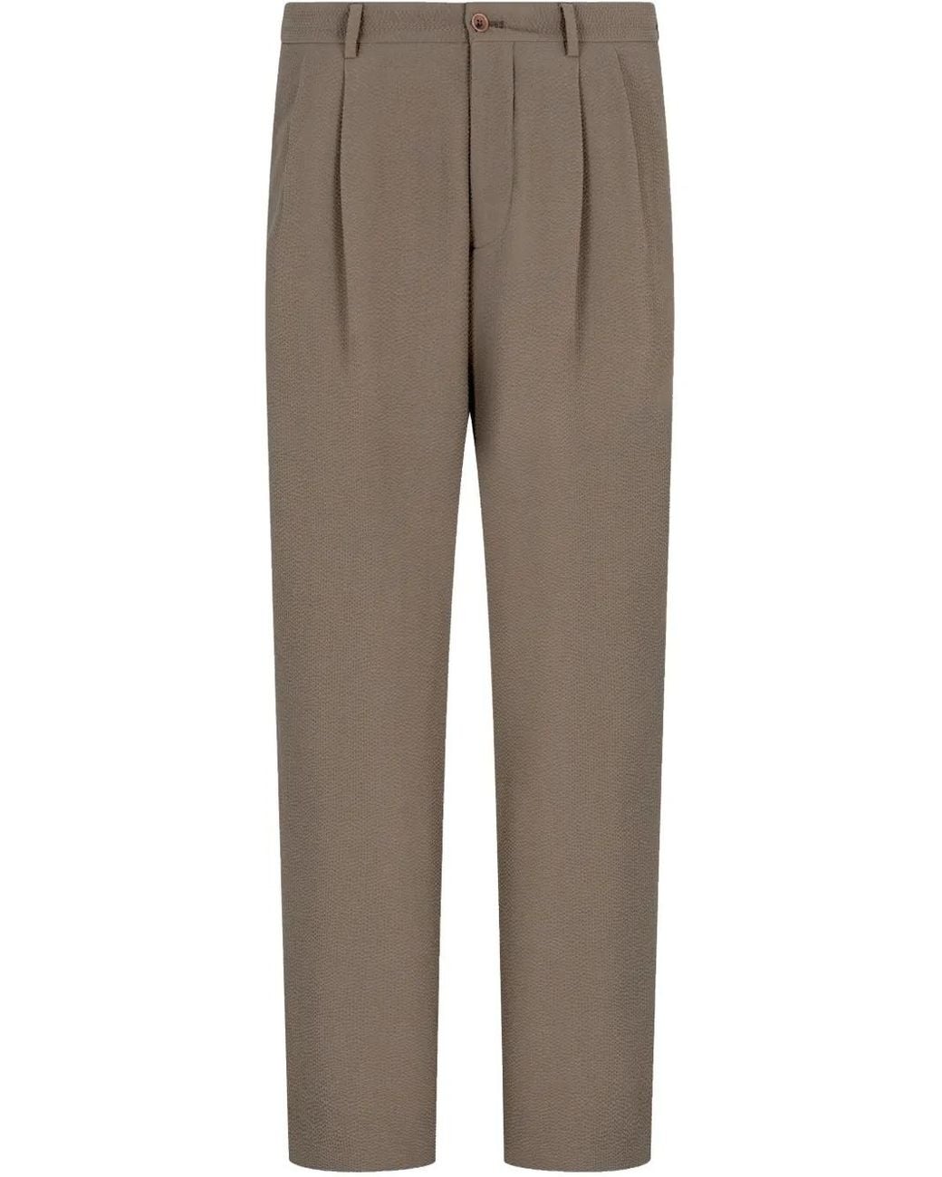 Giorgio Armani Brown Pleat-Detail Trousers for men