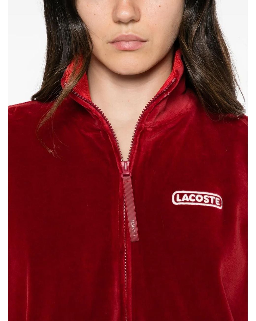 Lacoste Red Zip-Up Velvet Mini Dress
