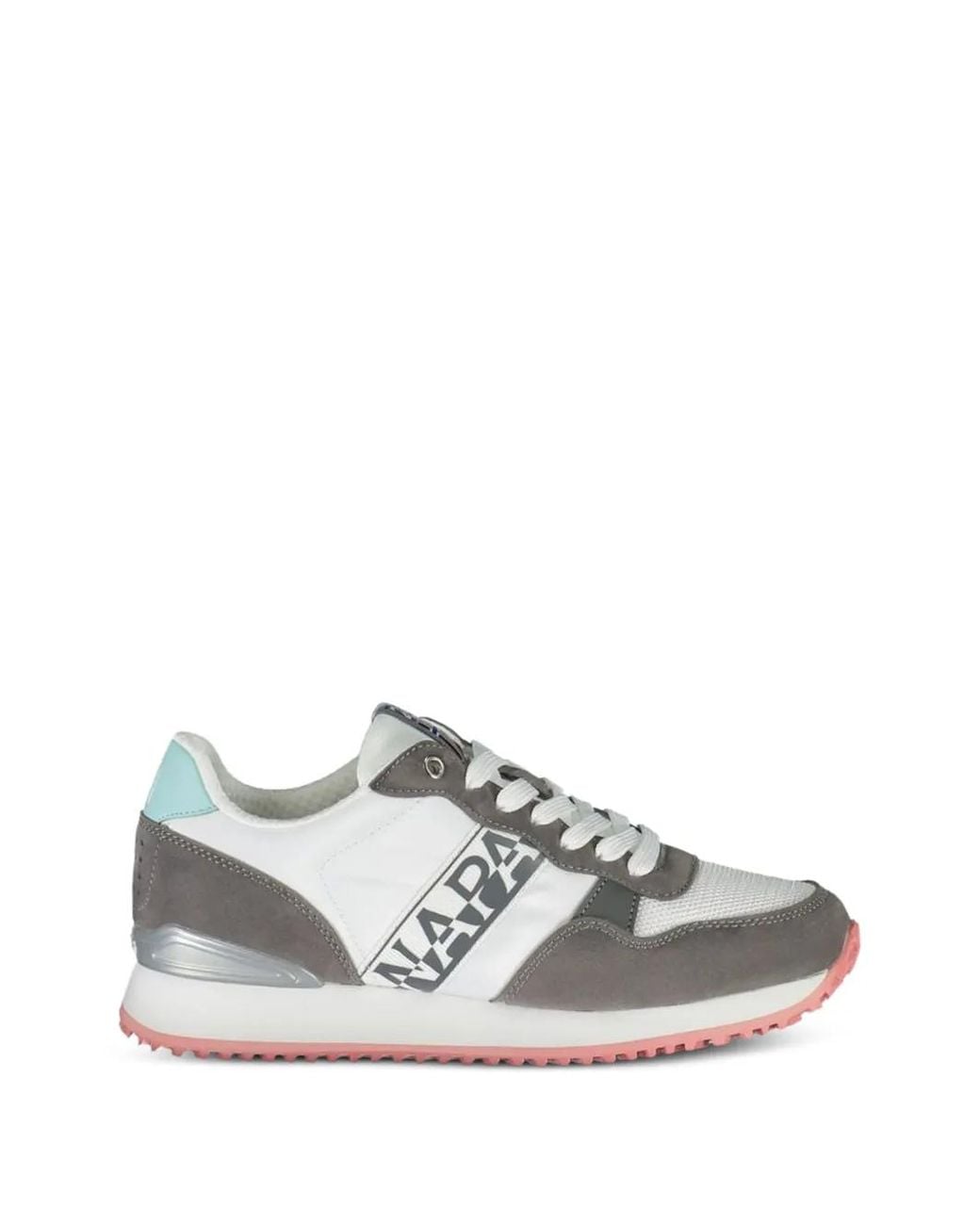 Napapijri White Suede-Panelled Mesh-Insert Sneakers