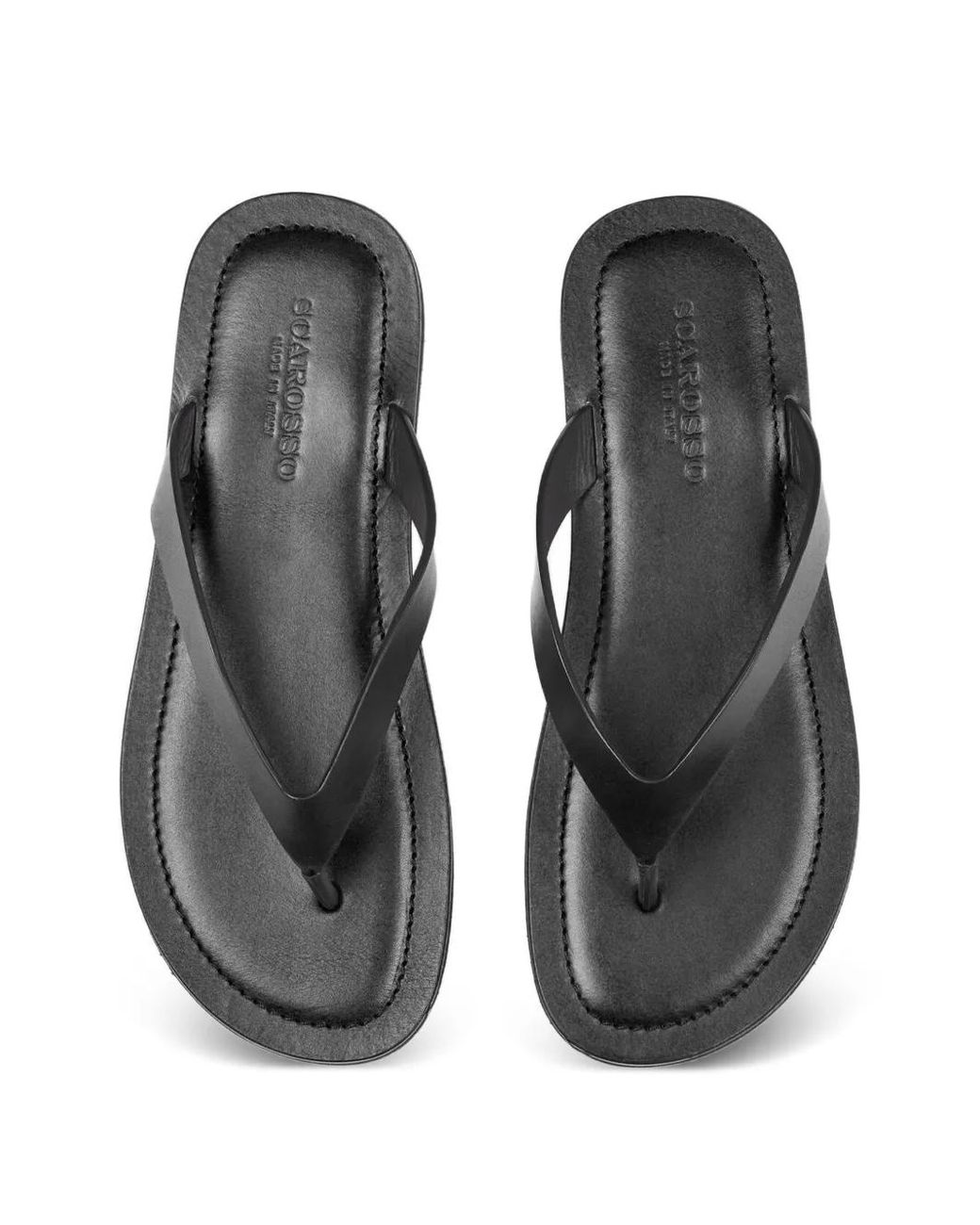 Scarosso Black Ascanio Leather Sandals for men