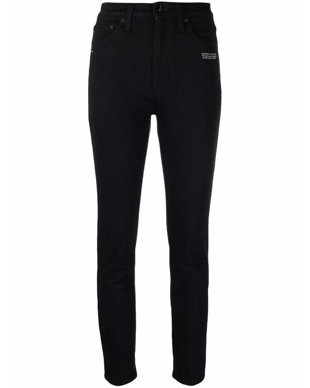 Off-White c/o Virgil Abloh Black Slogan Logo-Print Skinny Jeans