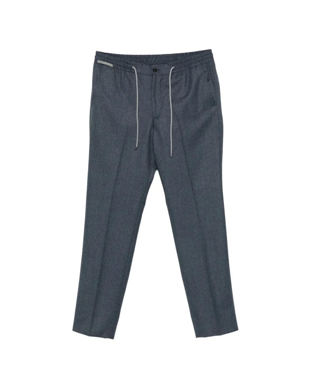 Corneliani Blue Drawstring-Waist Tailored Trousers for men