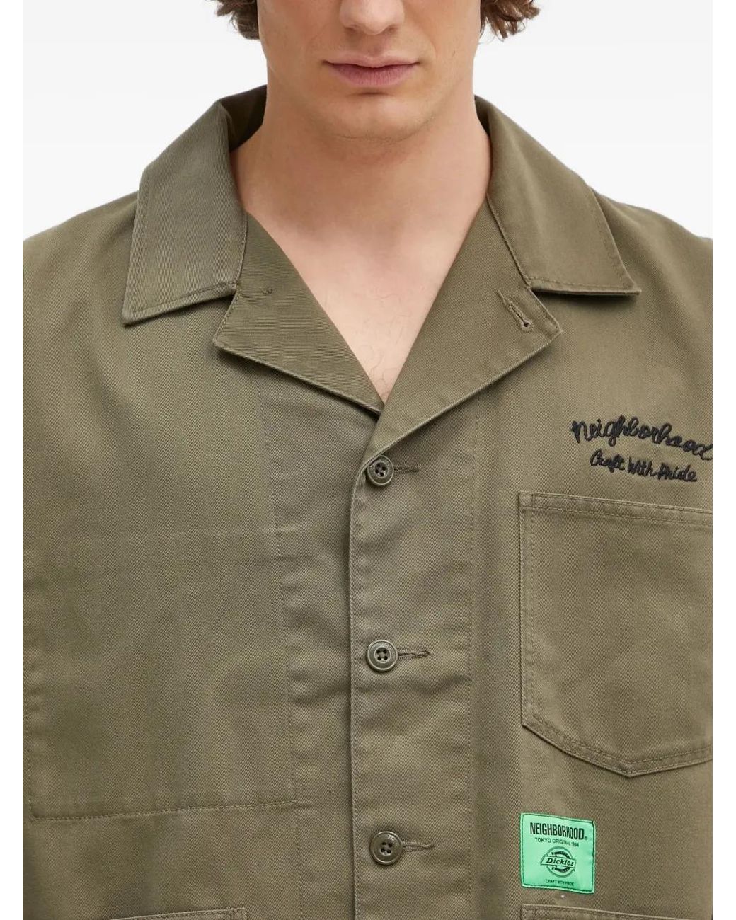 Neighborhood Green Embroidered-Logo Patch-Pocket Jacket for men