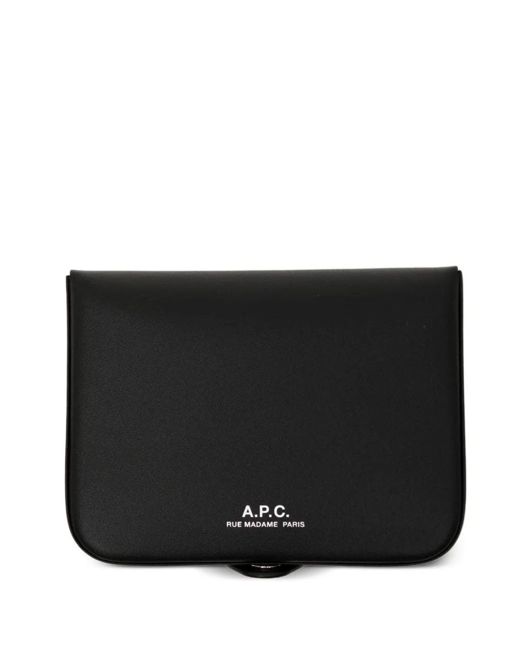 A.P.C. Black Logo-Print Leather Wallet for men