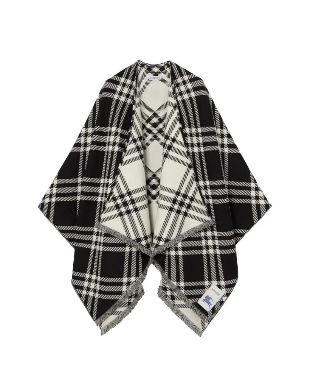 Burberry Black Check Wool Silk Cashmere Cape