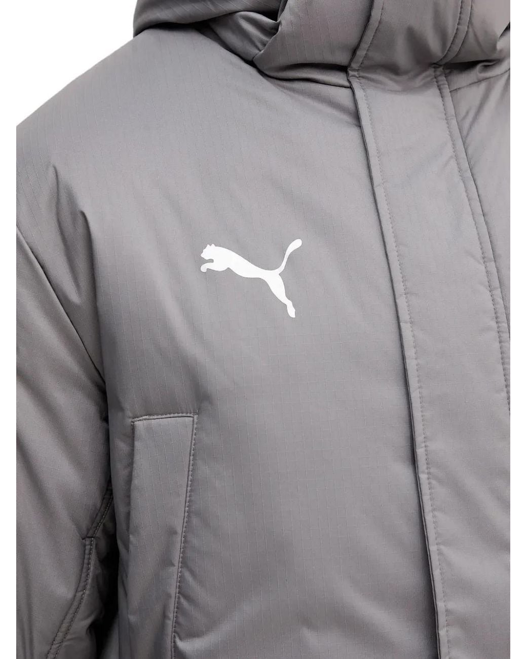 PUMA Gray Logo-Detail Hooded Jacket for men