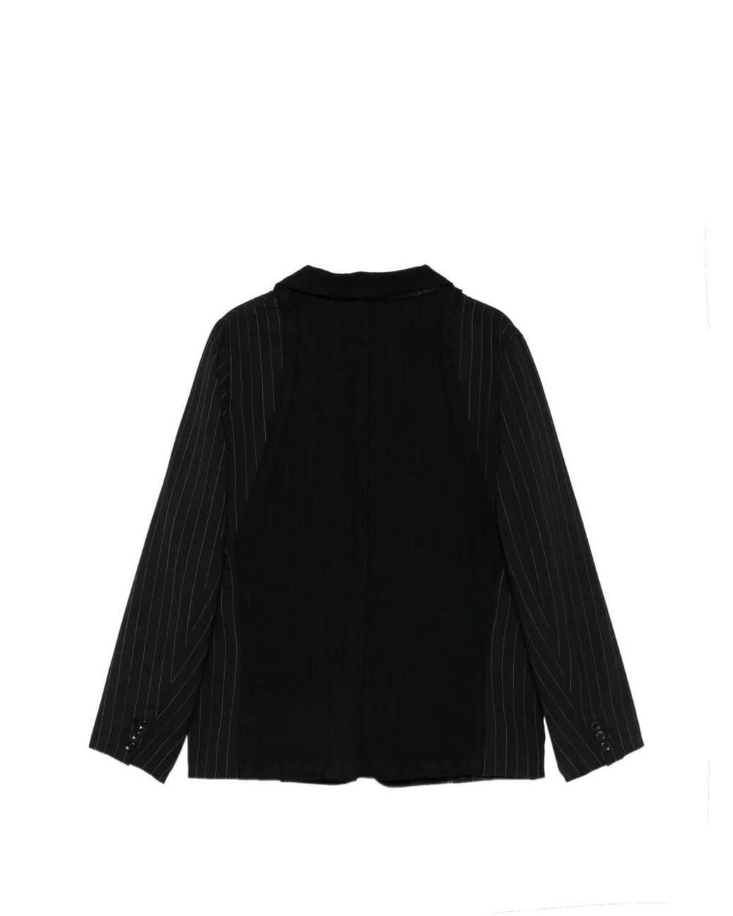 KHOKI Black Pinstripe-Pattern Panelled Blazer for men