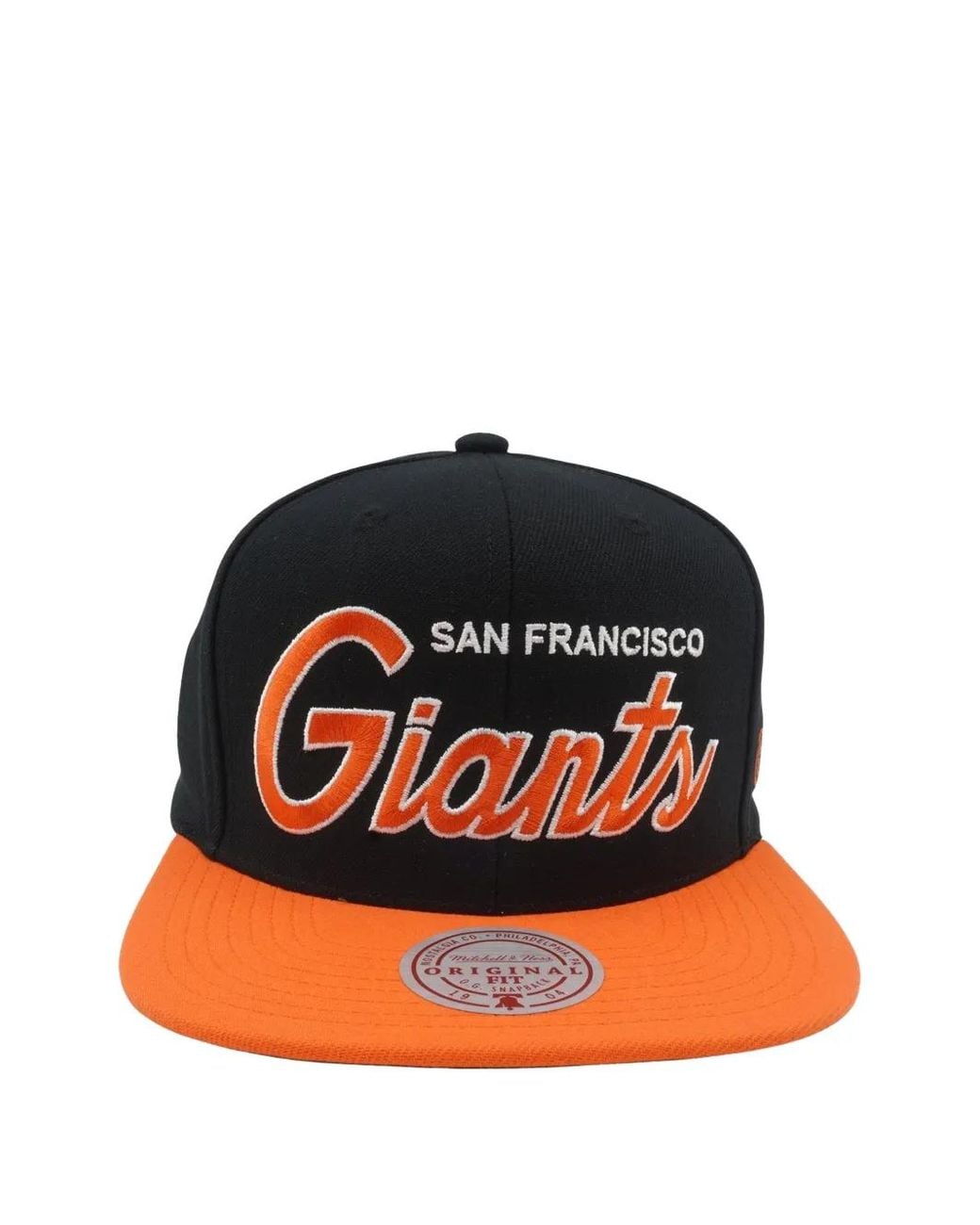 Mitchell & Ness Black X Giants Embroidered-Script Baseball Cap for men