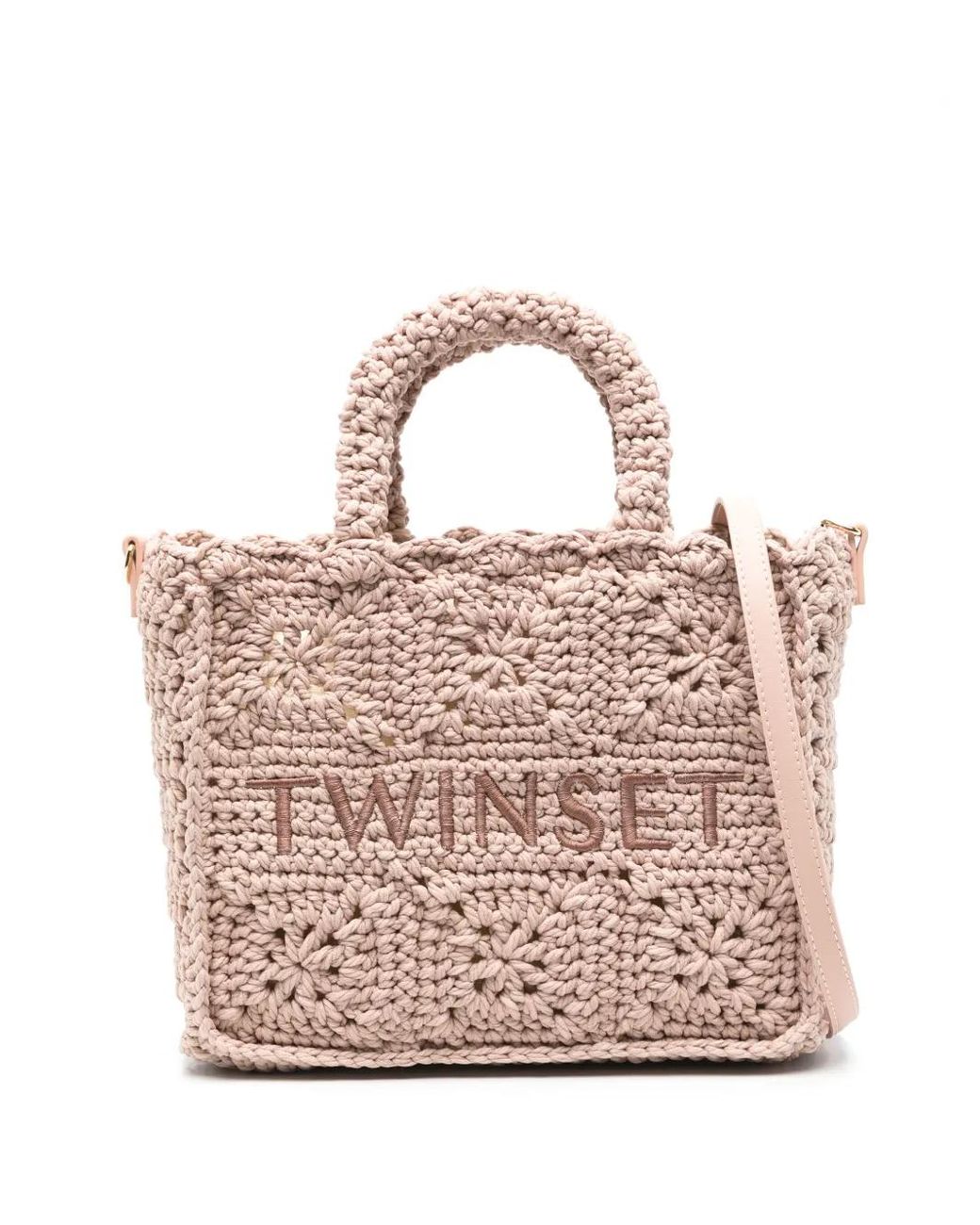 Twinset Pink Bohémienne Crochet Tote Bag