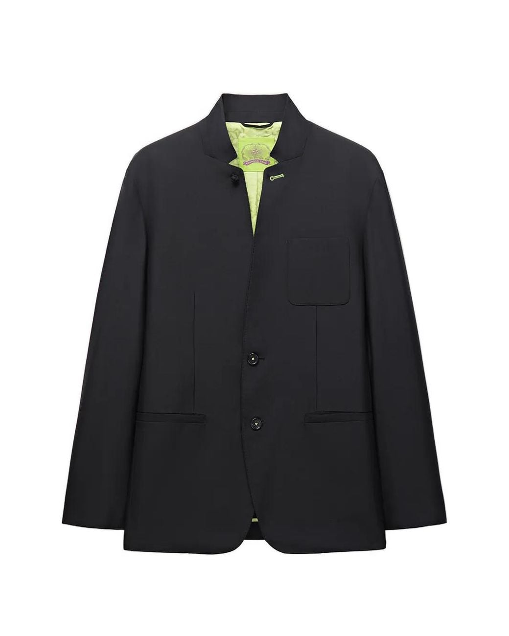 Shanghai Tang Black Blazer Heritage En Soie À Deux Boutons for men