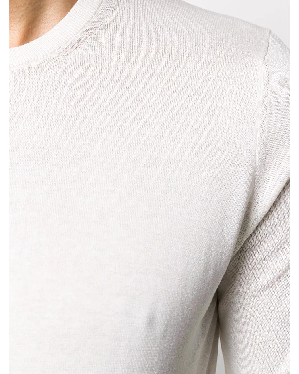 Barba Napoli White Knitted Plain T-Shirt for men