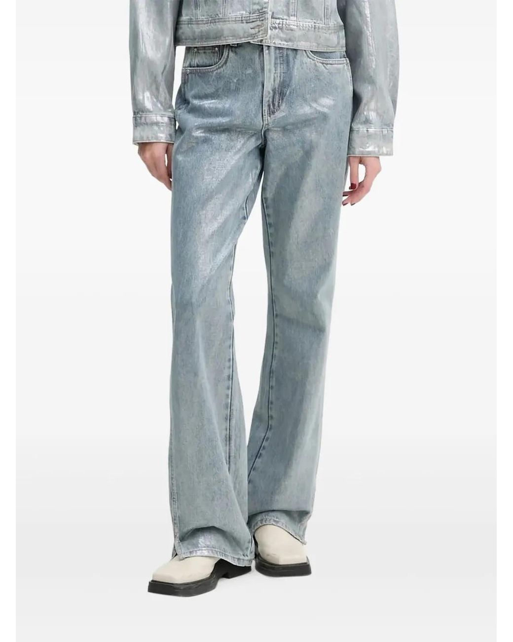 Gestuz Blue Metallic-Finish Jeans