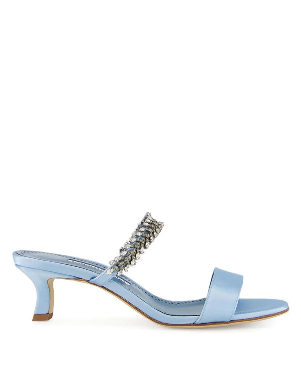 Manolo Blahnik Blue 50Mm Kifasan Crystal-Embellished Satin Sandals